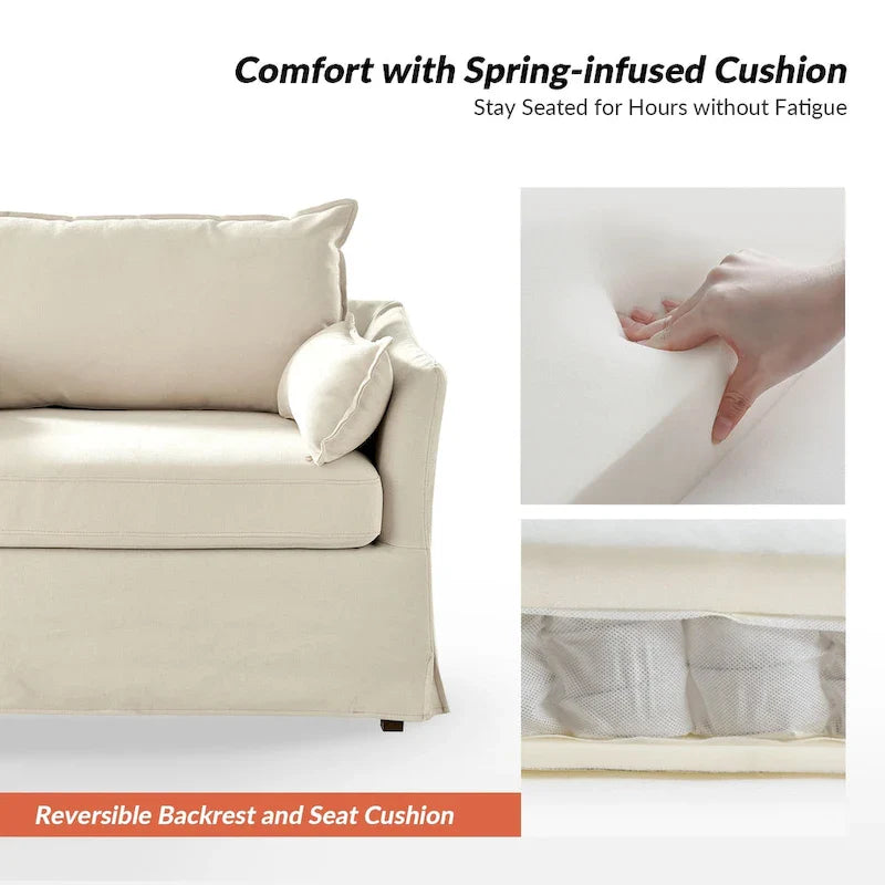 Sophie Contemporary Oversized Slipcovered Armchair and Ottoman with Lockable Rear Wheels 19
