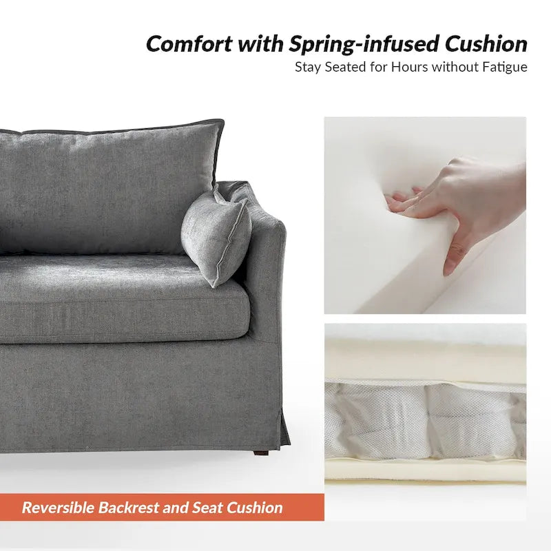 Sophie Contemporary Oversized Slipcovered Armchair and Ottoman with Lockable Rear Wheels 27