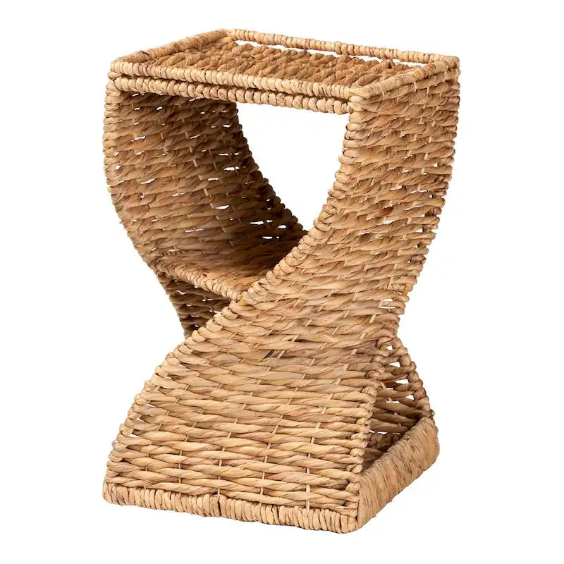 Pelleas Contemporary Bohemian Natural Brown Seagrass and Wood Side Table 2