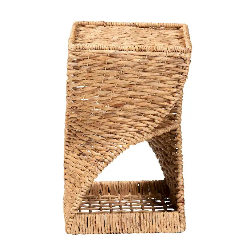 Pelleas Contemporary Bohemian Natural Brown Seagrass and Wood Side Table 4