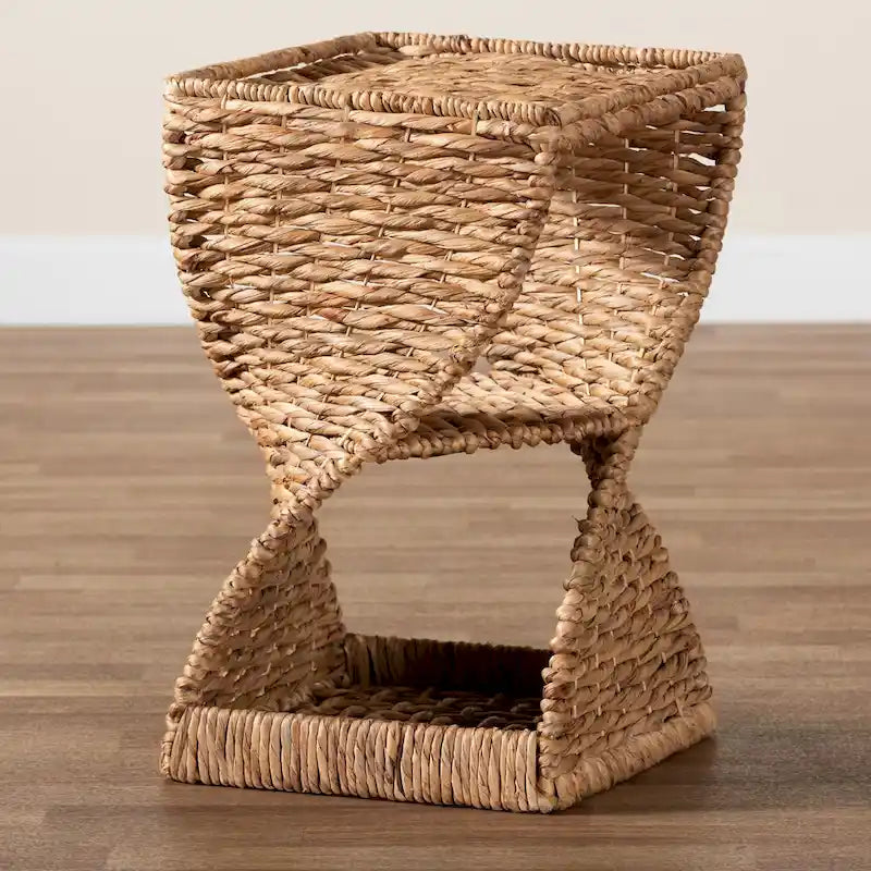 Pelleas Contemporary Bohemian Natural Brown Seagrass and Wood Side Table 8