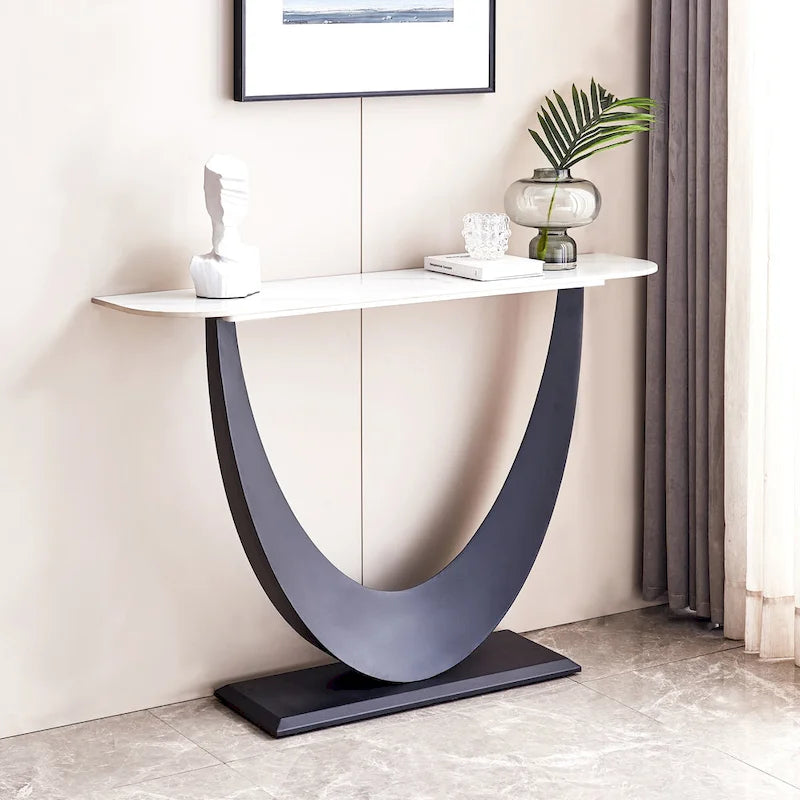 Contemporary Console Table with Elegant Design, Metal Frame, and Adjustable Foot Pads for Entryway 1