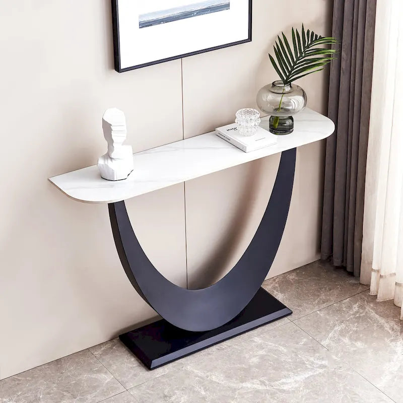 Contemporary Console Table with Elegant Design, Metal Frame, and Adjustable Foot Pads for Entryway 2