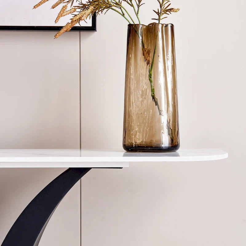 Contemporary Console Table with Elegant Design, Metal Frame, and Adjustable Foot Pads for Entryway 9