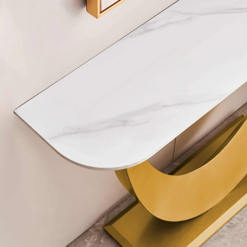 Contemporary Console Table with Elegant Design, Metal Frame, and Adjustable Foot Pads for Entryway 11