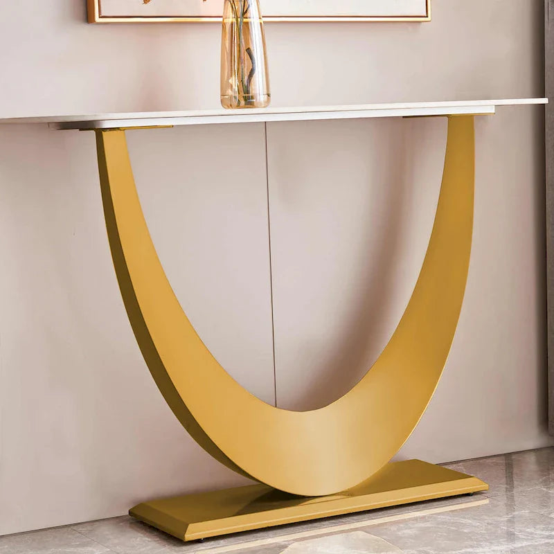 Contemporary Console Table with Elegant Design, Metal Frame, and Adjustable Foot Pads for Entryway 15