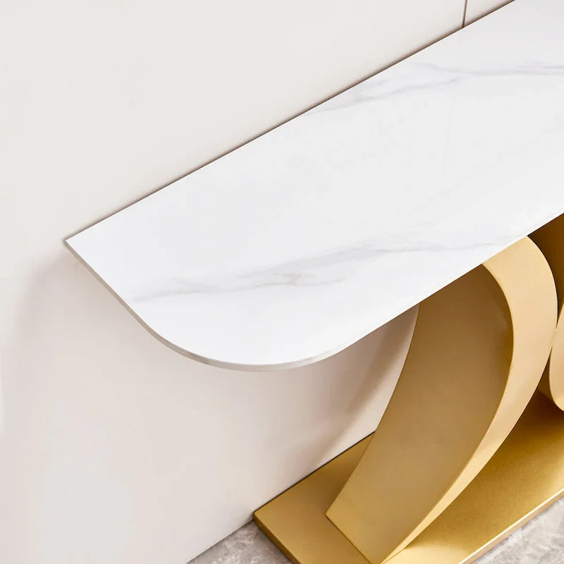 Contemporary Console Table with Elegant Design, Metal Frame, and Adjustable Foot Pads for Entryway 16
