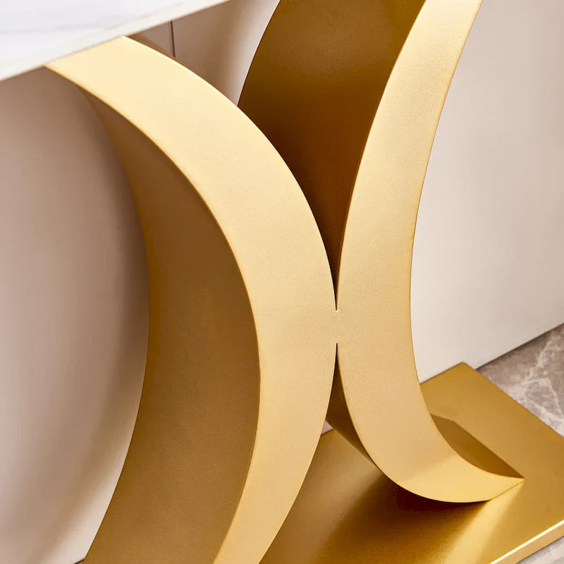 Contemporary Console Table with Elegant Design, Metal Frame, and Adjustable Foot Pads for Entryway 19