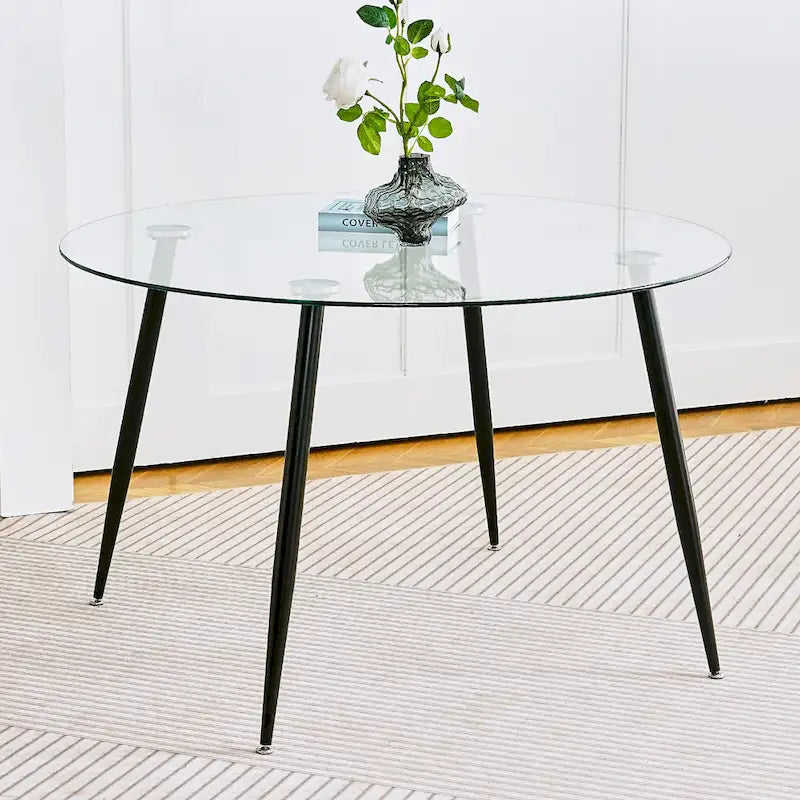 Contemporary Minimalist Glass Table with Premium Tempered Glass and Metal Frame 1