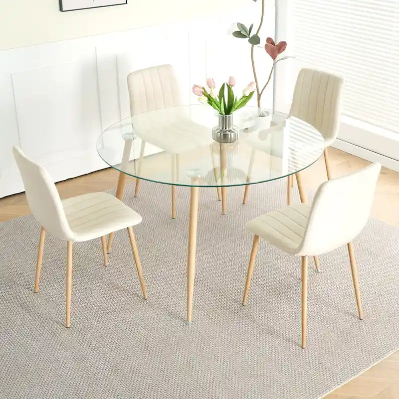 Contemporary Minimalist Glass Table with Premium Tempered Glass and Metal Frame 12