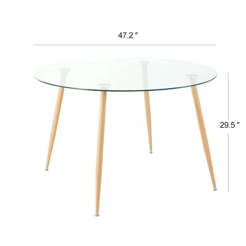 Contemporary Minimalist Glass Table with Premium Tempered Glass and Metal Frame 13