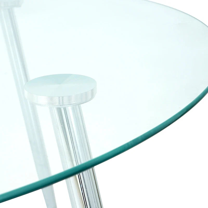 Contemporary Minimalist Glass Table with Premium Tempered Glass and Metal Frame 14