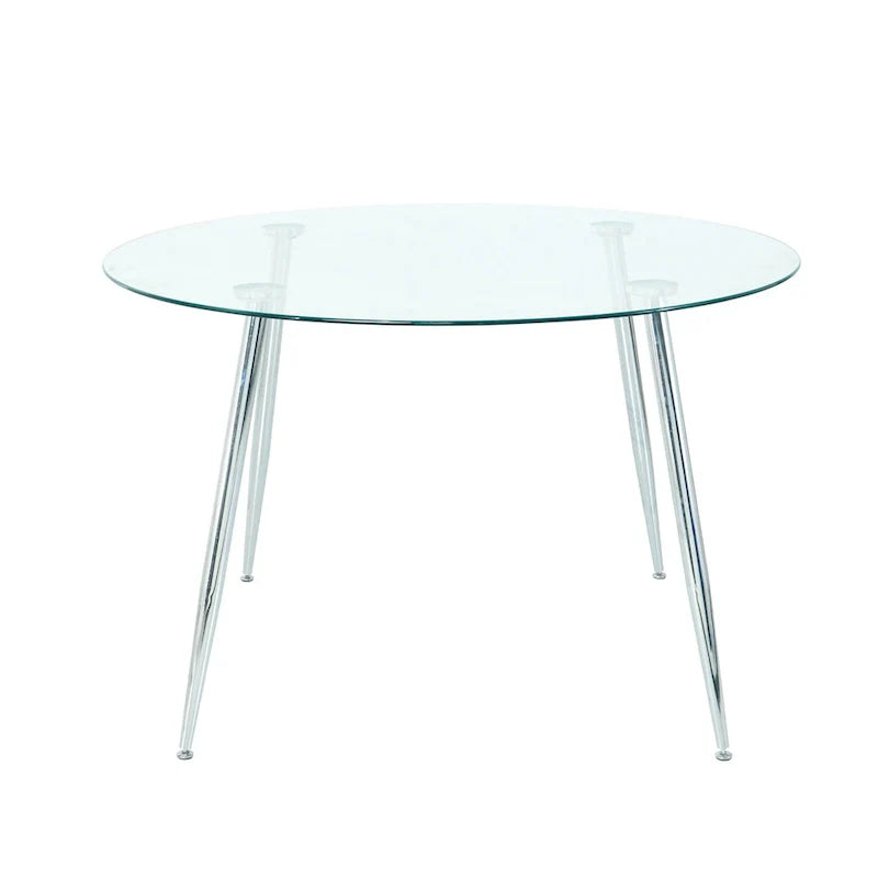 Contemporary Minimalist Glass Table with Premium Tempered Glass and Metal Frame 17