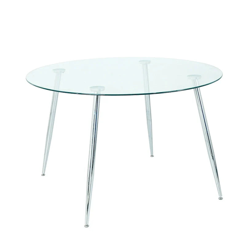 Contemporary Minimalist Glass Table with Premium Tempered Glass and Metal Frame 18