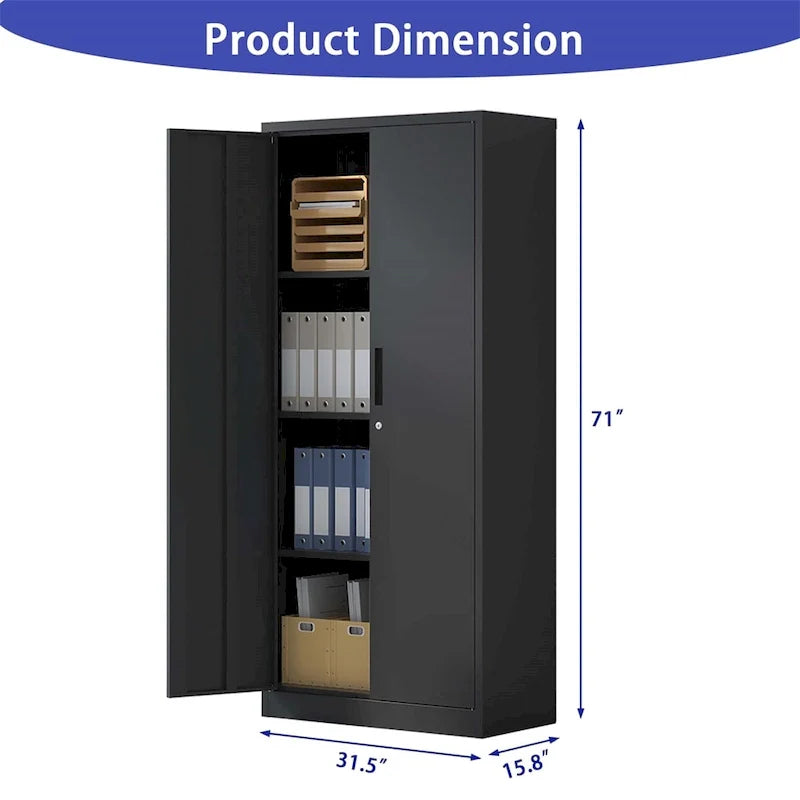 Steel Tool Storage Cabinet with Doors and 3 Shelves - Metal Garage Organizer 4