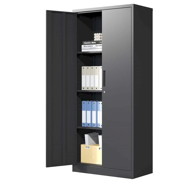 Steel Tool Storage Cabinet with Doors and 3 Shelves - Metal Garage Organizer 5