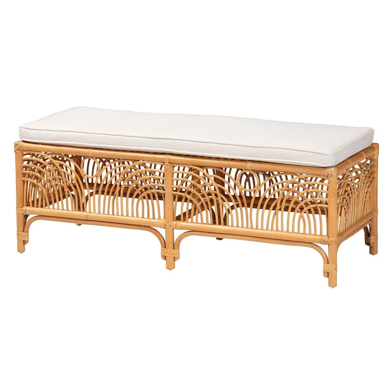 Bali & Pari Materra Contemporary Bohemian Natural Brown Rattan Bench 2