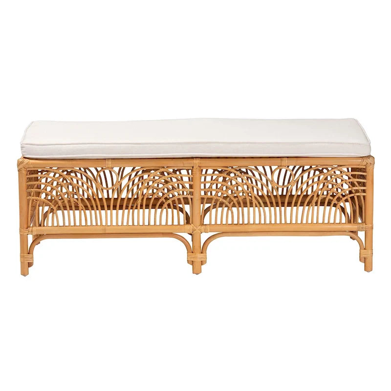 Bali & Pari Materra Contemporary Bohemian Natural Brown Rattan Bench 3