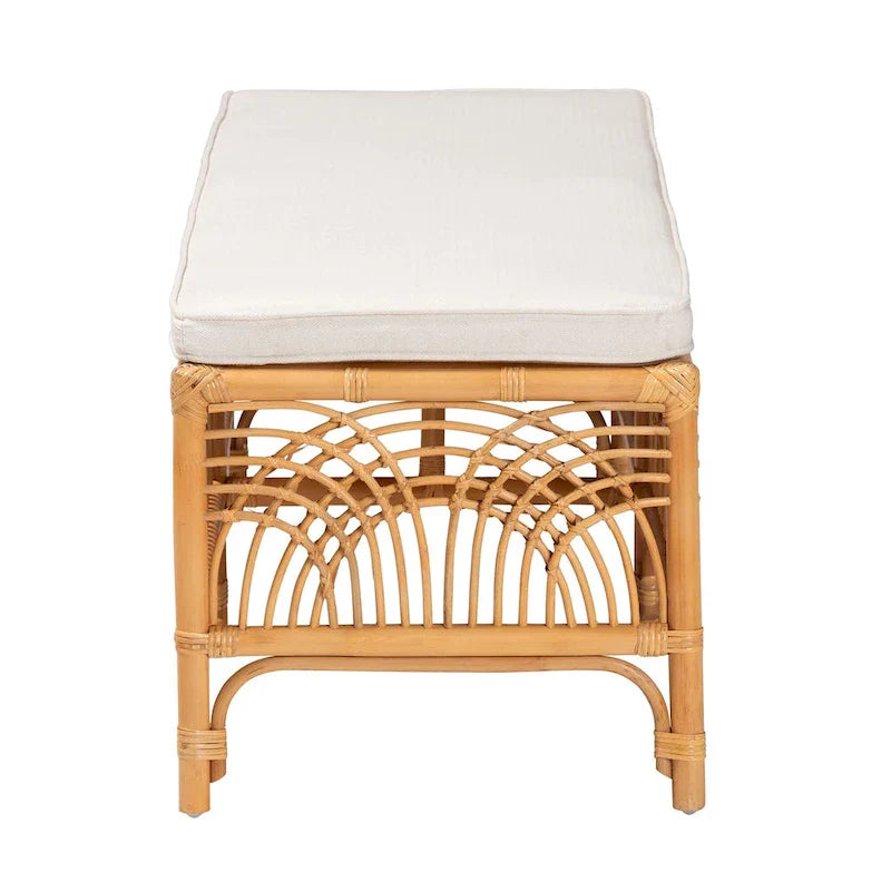 Bali & Pari Materra Contemporary Bohemian Natural Brown Rattan Bench 4