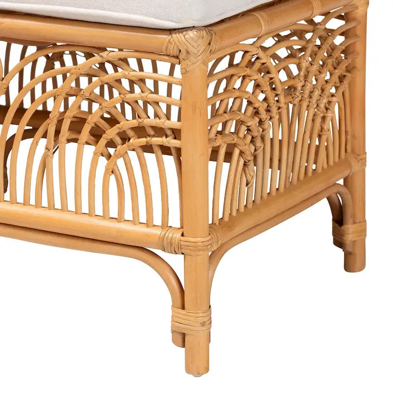 Bali & Pari Materra Contemporary Bohemian Natural Brown Rattan Bench 5
