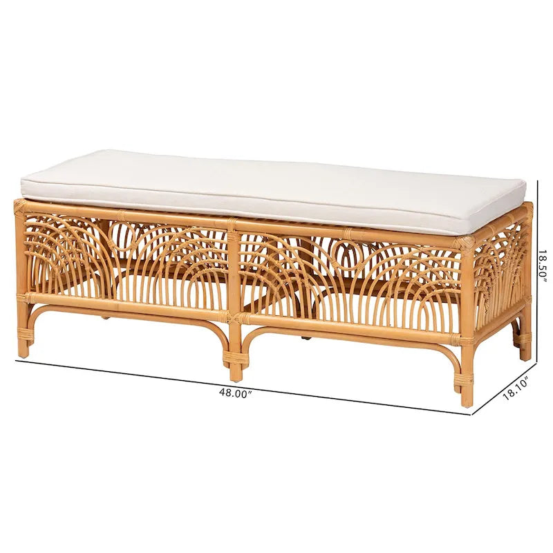 Bali & Pari Materra Contemporary Bohemian Natural Brown Rattan Bench 9