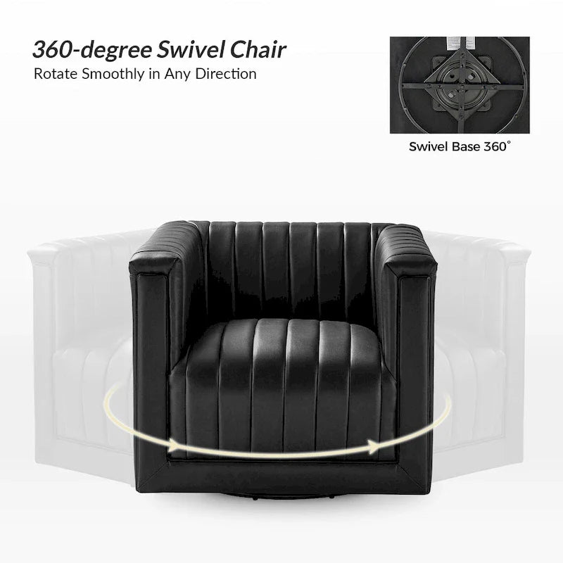 Set of 2 Esteban Modern Leather Swivel Barrel Chairs by HULALA HOME 6