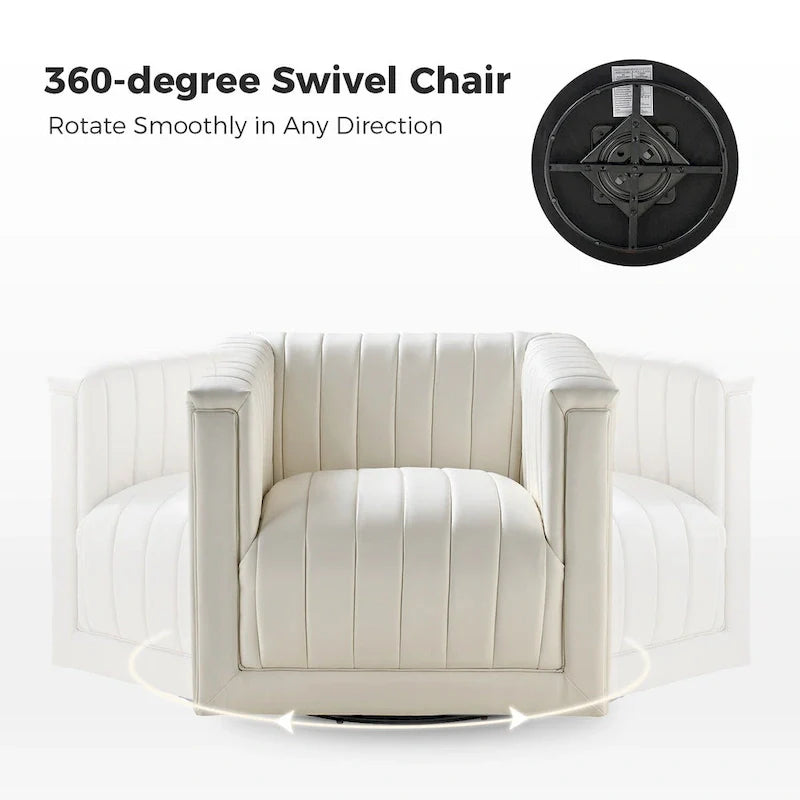 Set of 2 Esteban Modern Leather Swivel Barrel Chairs by HULALA HOME 13
