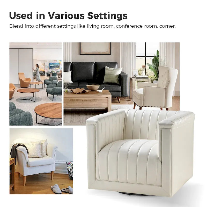 Set of 2 Esteban Modern Leather Swivel Barrel Chairs by HULALA HOME 19