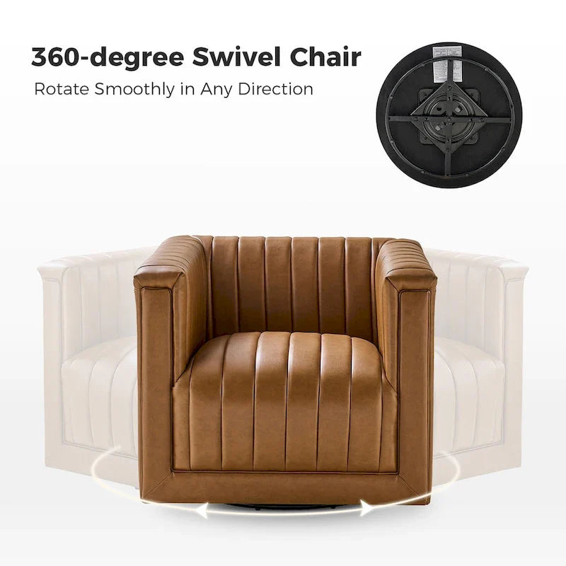 Set of 2 Esteban Modern Leather Swivel Barrel Chairs by HULALA HOME 21