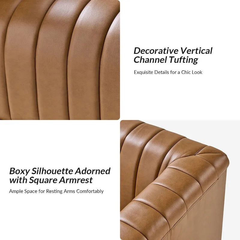 Set of 2 Esteban Modern Leather Swivel Barrel Chairs by HULALA HOME 23