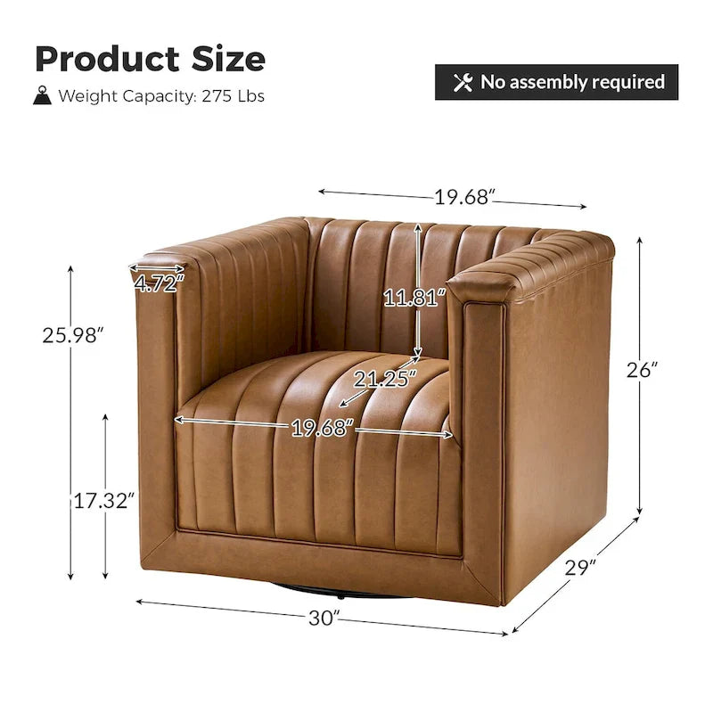 Set of 2 Esteban Modern Leather Swivel Barrel Chairs by HULALA HOME 25