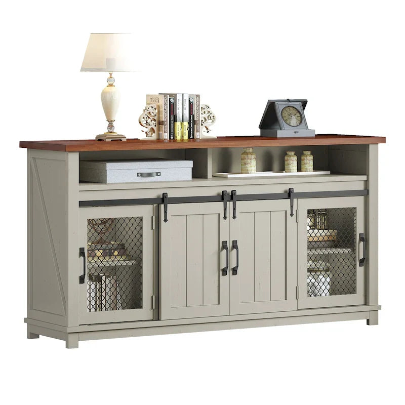Moasis Farmhouse Industrial Sideboard Buffet Cabinet with Doors and Shelving 10