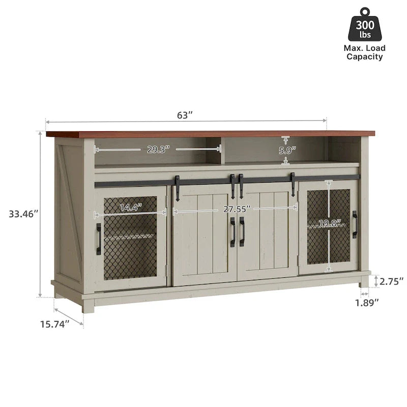 Moasis Farmhouse Industrial Sideboard Buffet Cabinet with Doors and Shelving 2