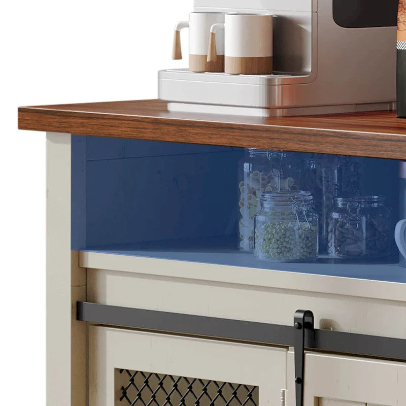 Moasis Farmhouse Industrial Sideboard Buffet Cabinet with Doors and Shelving 5