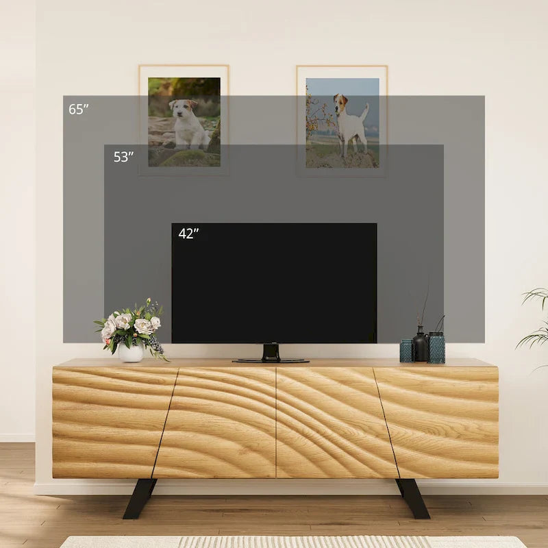 Moasis 63-Inch Water Ripple Relief 4-Door TV Stand - Stylish Storage Solution 11