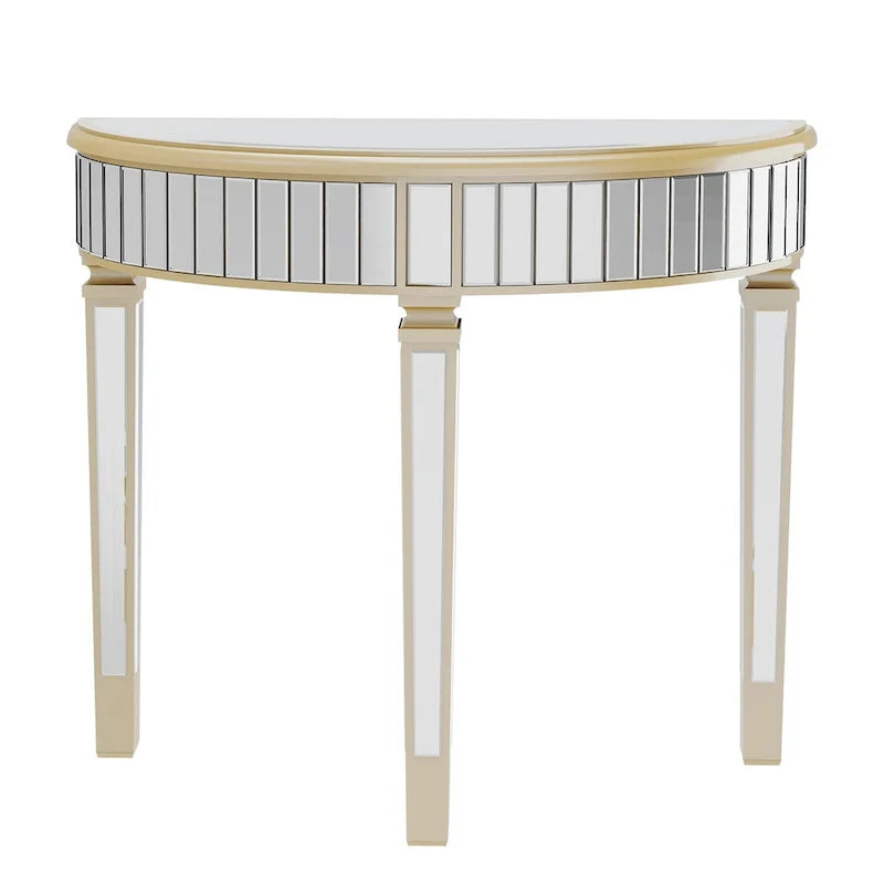 Silver Mirrored Half Moon Console Sofa Table - 35.4 x 31.6 Inches 12