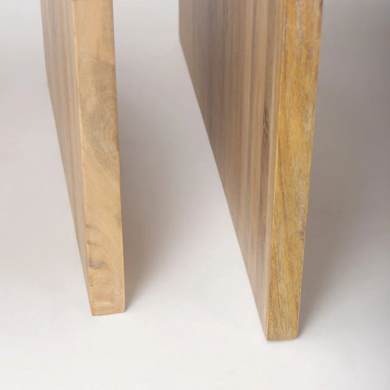 Chloe Set of 2 Light Brown Solid Wood Square Nesting Accent Tables - Dimensions: 20L x 20W x 24H 7
