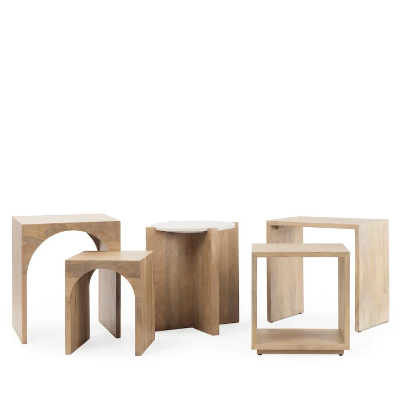 Chloe Set of 2 Light Brown Solid Wood Square Nesting Accent Tables - Dimensions: 20L x 20W x 24H 8