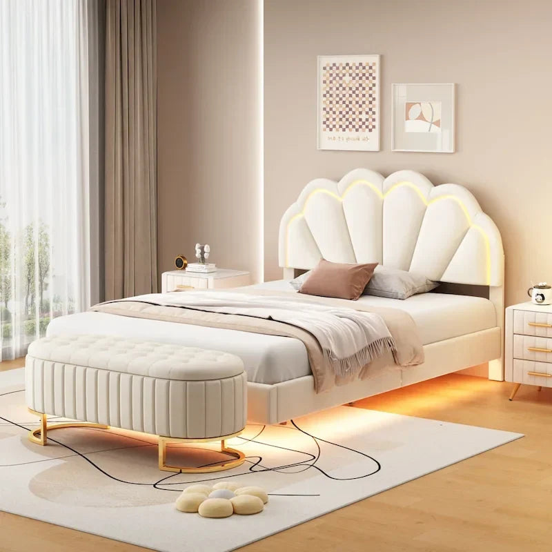 Full LED Platform Bed with Storage Ottoman - 2-Piece Bedroom Set 1