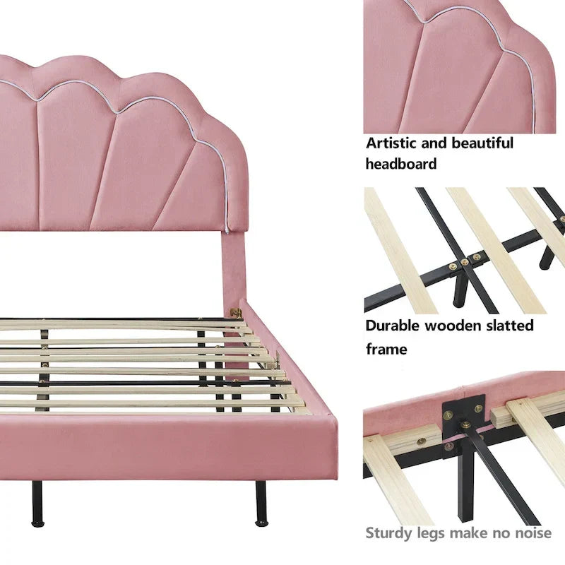 Full LED Platform Bed with Storage Ottoman - 2-Piece Bedroom Set 3