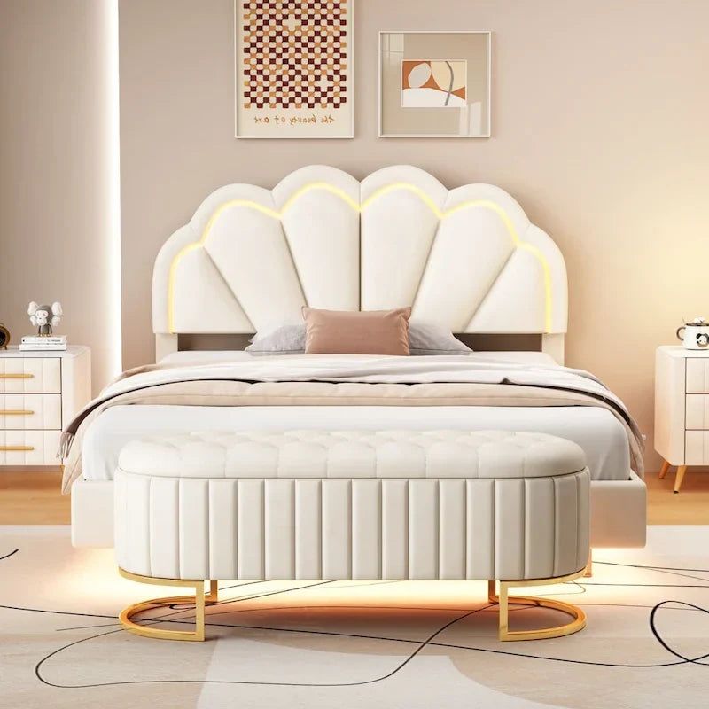 Full LED Platform Bed with Storage Ottoman - 2-Piece Bedroom Set 5