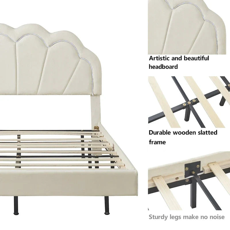 Full LED Platform Bed with Storage Ottoman - 2-Piece Bedroom Set 6