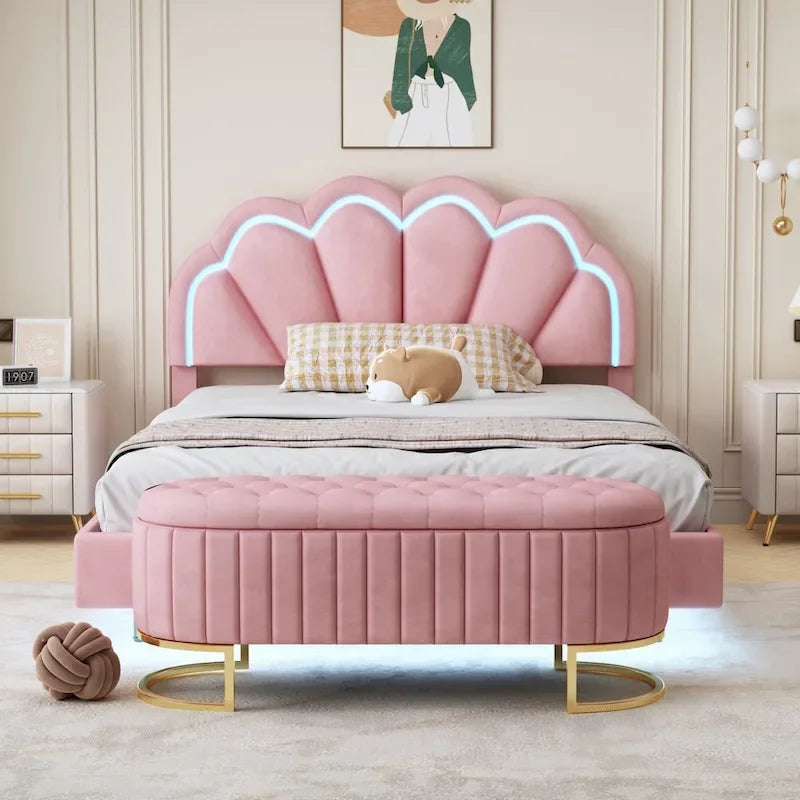 Full LED Platform Bed with Storage Ottoman - 2-Piece Bedroom Set 12