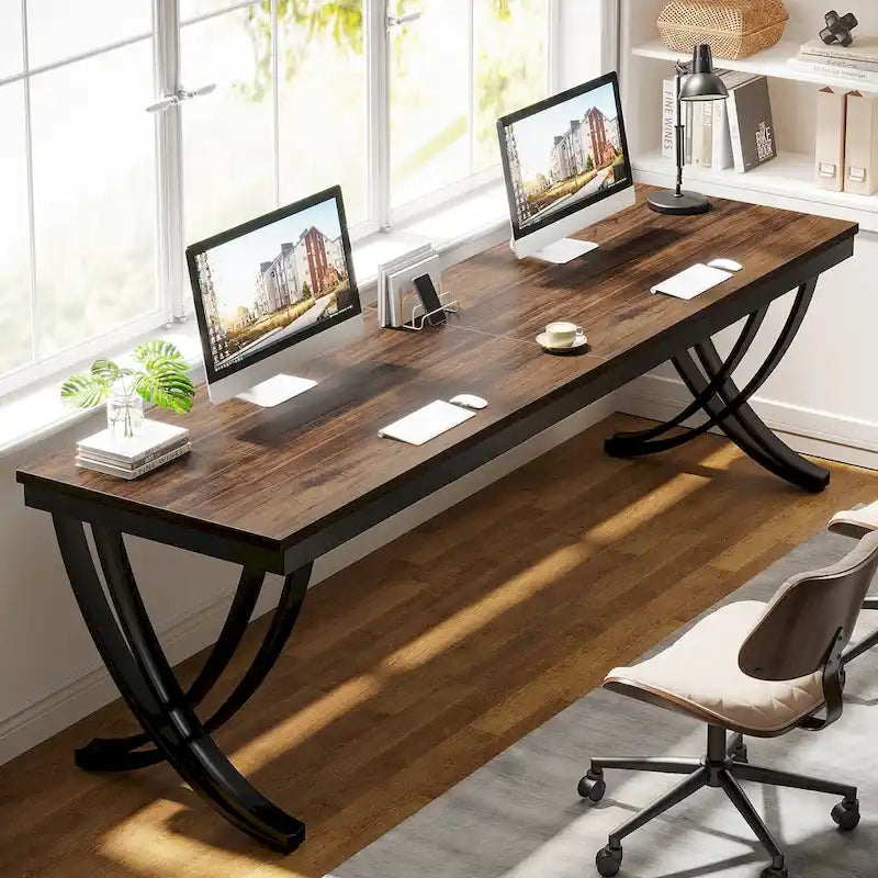 78.74-Inch Extra Long Double Computer Desk with Stylish Metal Legs for Home Office 1