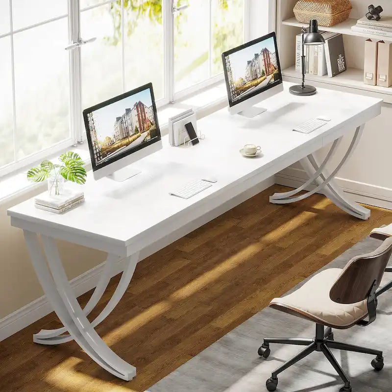 78.74-Inch Extra Long Double Computer Desk with Stylish Metal Legs for Home Office 2