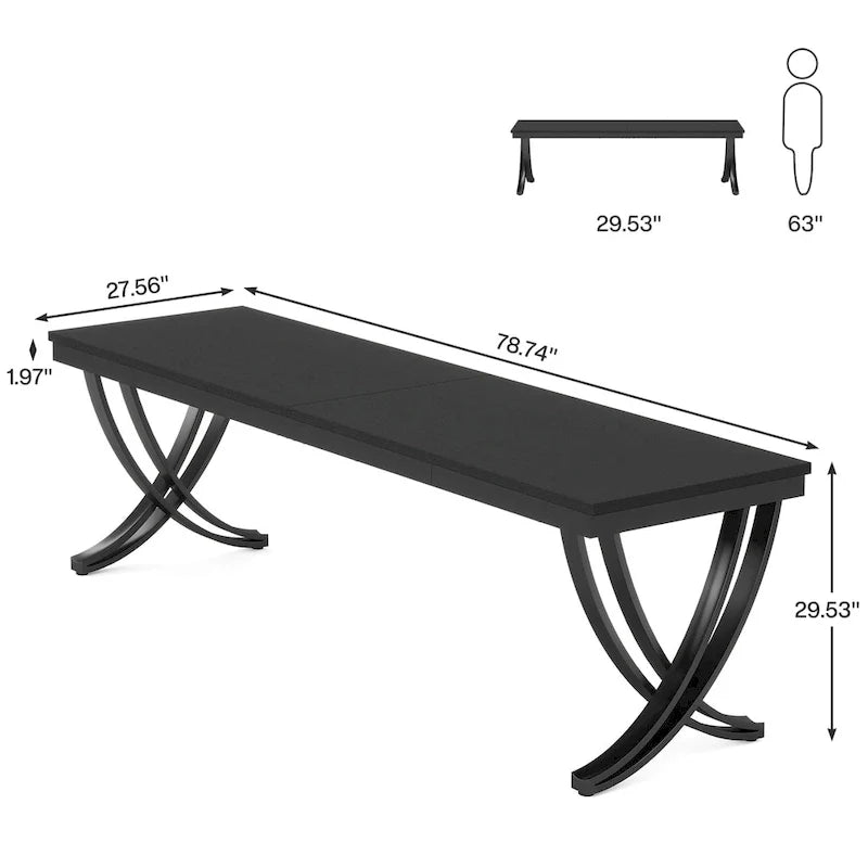 78.74-Inch Extra Long Double Computer Desk with Stylish Metal Legs for Home Office 5