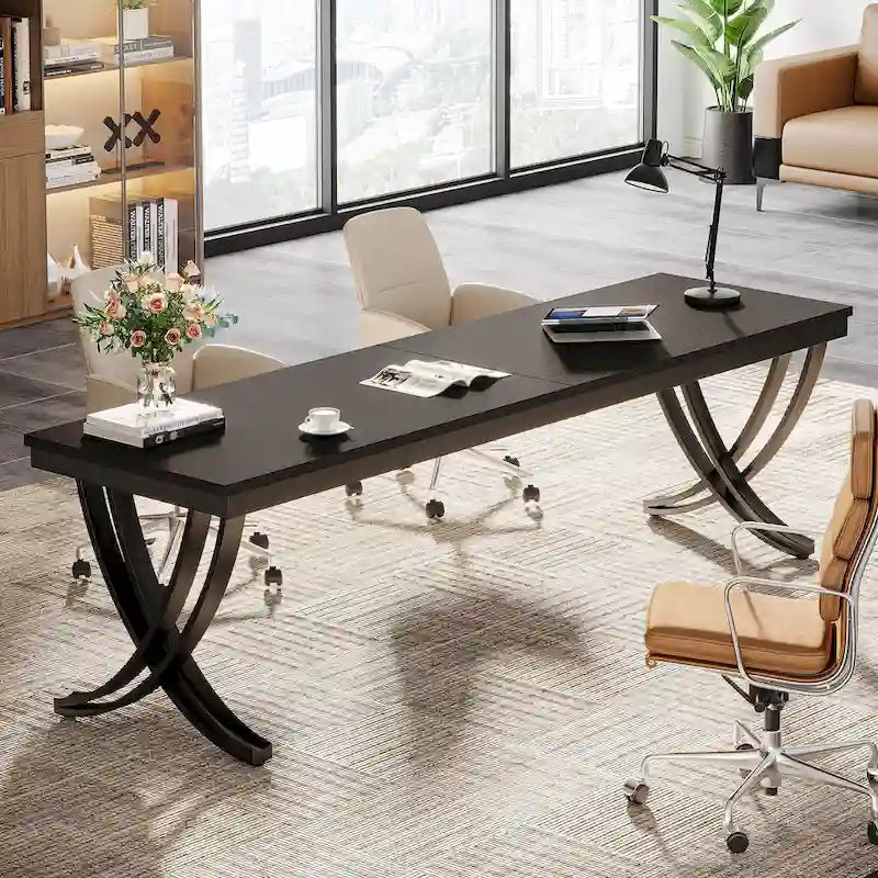 78.74-Inch Extra Long Double Computer Desk with Stylish Metal Legs for Home Office 7