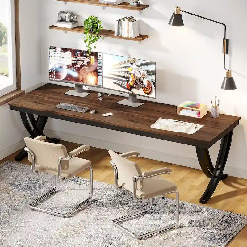 78.74-Inch Extra Long Double Computer Desk with Stylish Metal Legs for Home Office 11