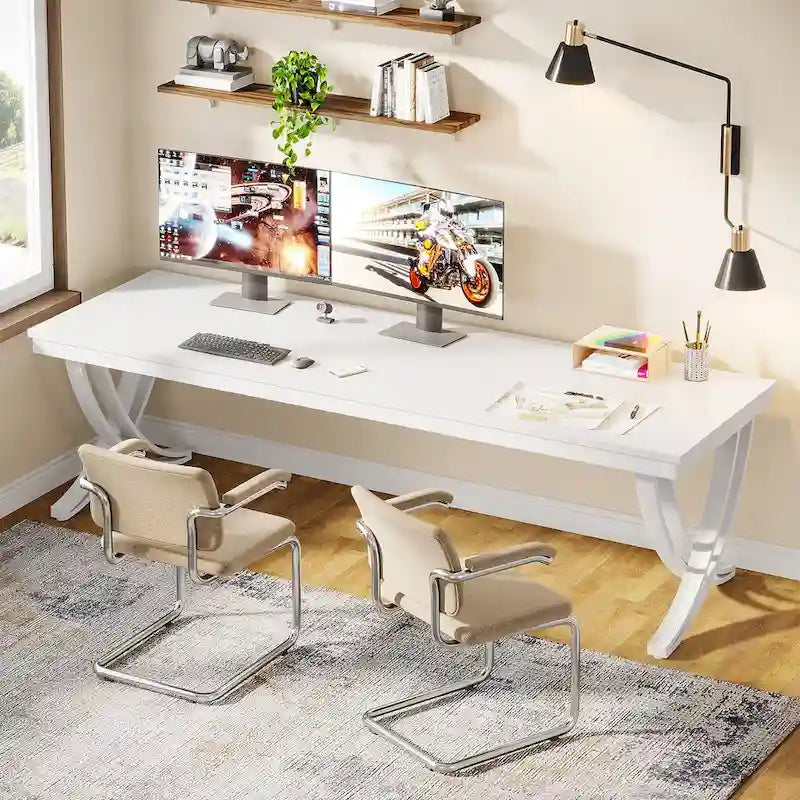 78.74-Inch Extra Long Double Computer Desk with Stylish Metal Legs for Home Office 17