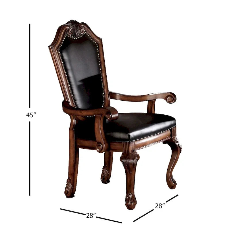 Set of 2 Chateau De Ville Black PU Armchairs with Cherry Accents 3